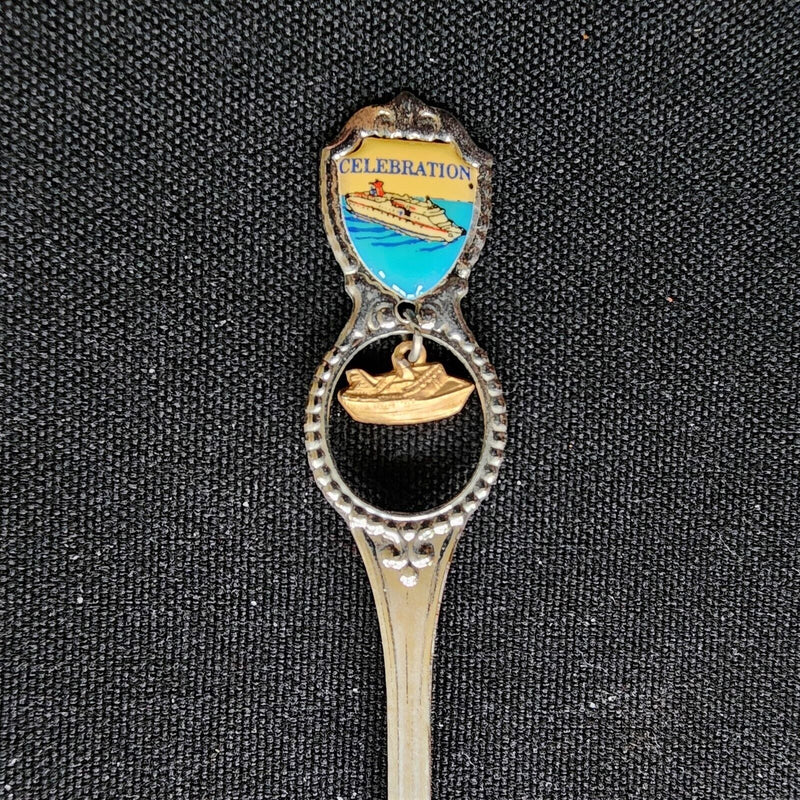 Load image into Gallery viewer, Carnival Cruise Celebration Collector Souvenir Spoon 4.5&quot; (11cm) &amp; Ship Dangler
