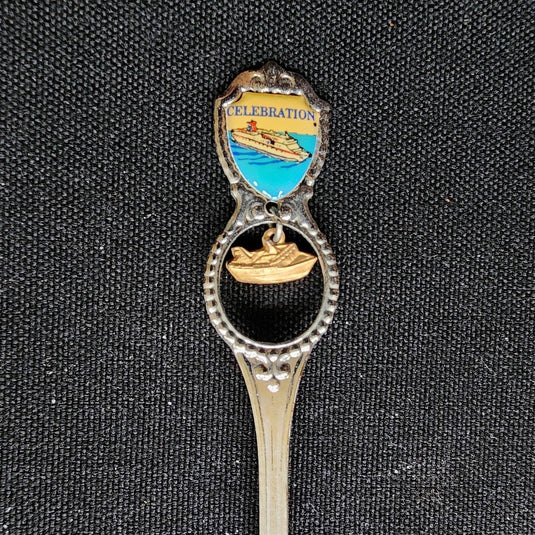Carnival Cruise Celebration Collector Souvenir Spoon 4.5" (11cm) & Ship Dangler