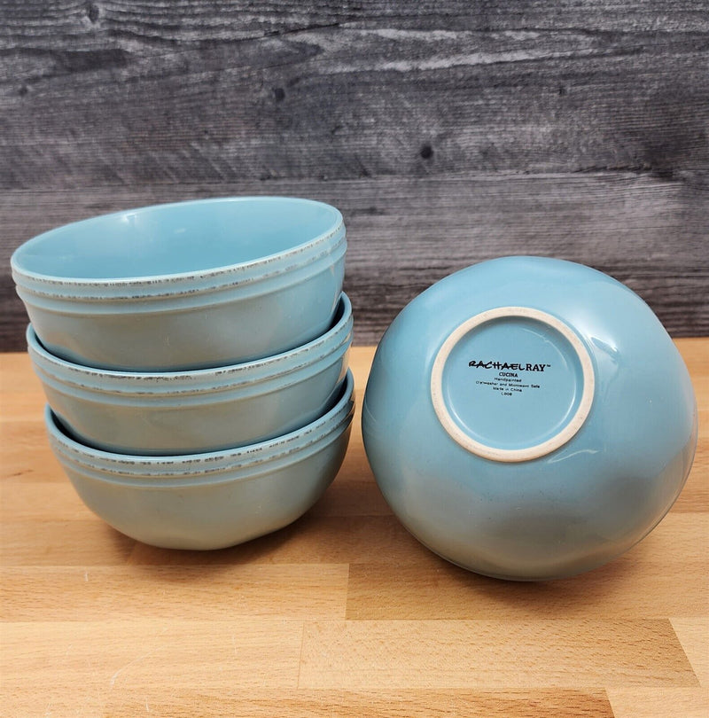 Load image into Gallery viewer, Cucina Agave Blue by Rachael Ray Set of 4 Soup Cereal Bowl 5" 13cm Dinnerware

