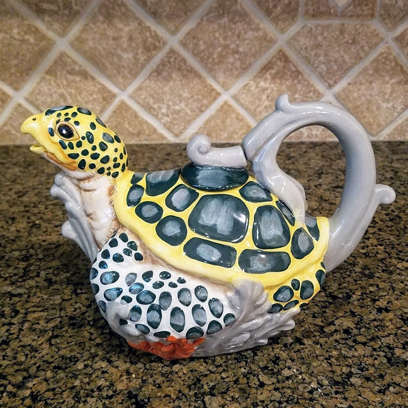 Load image into Gallery viewer, Sea Turtle Teapot Ceramic by Blue Sky and Heather Goldminc Kitchen Tea Pot Decor
