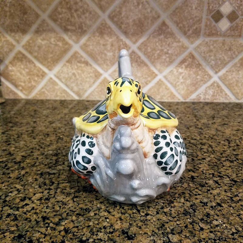 Load image into Gallery viewer, Sea Turtle Teapot Ceramic by Blue Sky and Heather Goldminc Kitchen Tea Pot Decor
