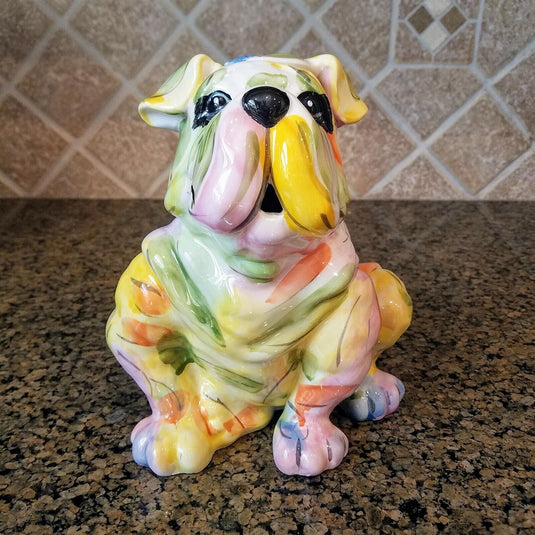 Bulldog Teapot Collectible Decorative Kitchen Home Dog Décor Blue Sky Clayworks