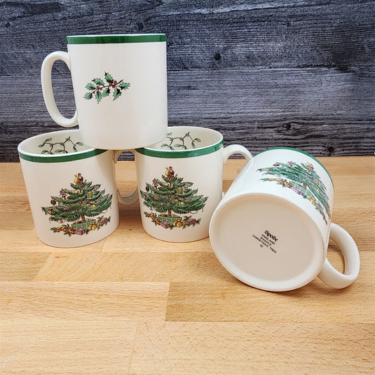 Spode Christmas Tree Coffee Tea Mugs Set of 4 Made in England Cup S3324 S