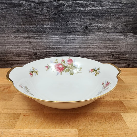 Moss Rose Serving Bowl Pink Flowers Gold Trim Round 8.5" (21cm) Sango Japan