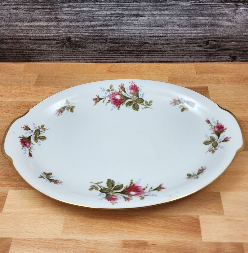 Load image into Gallery viewer, Moss Rose Serving Platter Pink Flowers Gold Trim Oval 14&quot; (36cm) Sango Japan
