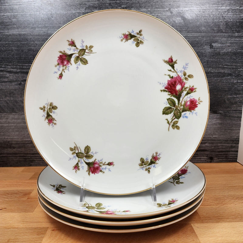 Load image into Gallery viewer, Moss Rose Dinner Plates Set of 4 Pink Flowers Gold Trim 10&quot; (25cm) Sango Japan
