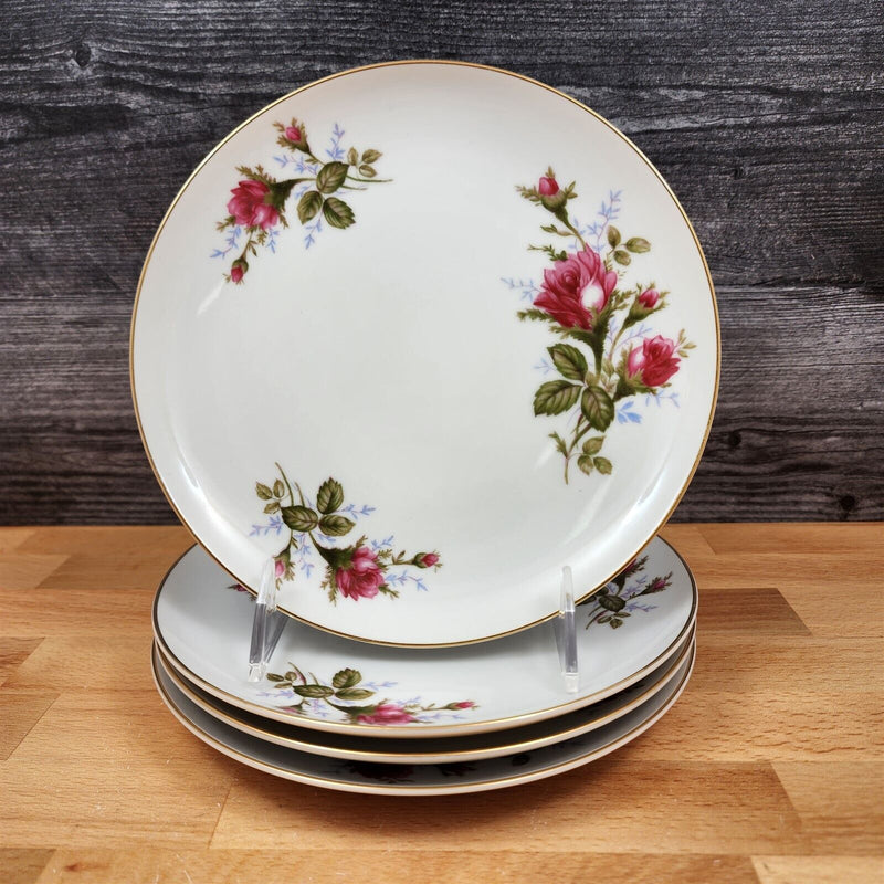 Load image into Gallery viewer, Moss Rose Salad Plate Set of 4 Pink Flowers Gold Trim 7.5&quot; (19cm) Sango Japan
