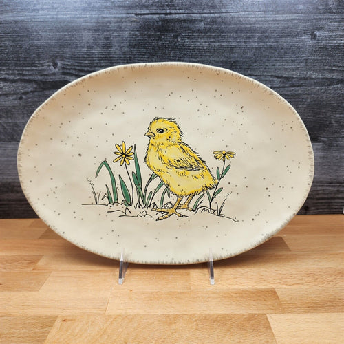 Spring Chick Serving Plate Embossed Oval Platter by Blue Sky 12