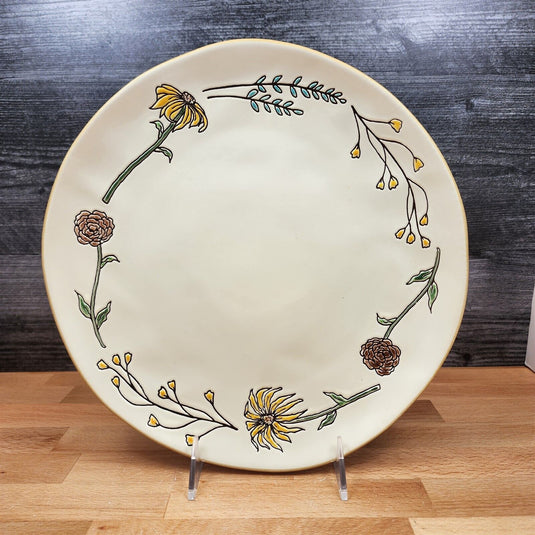 Floral Plate Decorative Flowers Embossed 11" Party Platter by Blue Sky