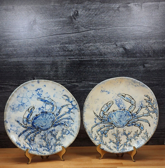 Chesapeake Bay Blue Crab Plate Set of 3 Decorative Embossed Platters Blue Sky