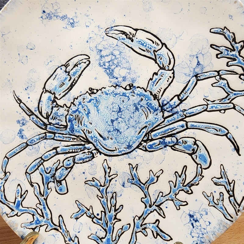 Load image into Gallery viewer, Chesapeake Bay Blue Crab Plate Set of 3 Decorative Embossed Platters Blue Sky
