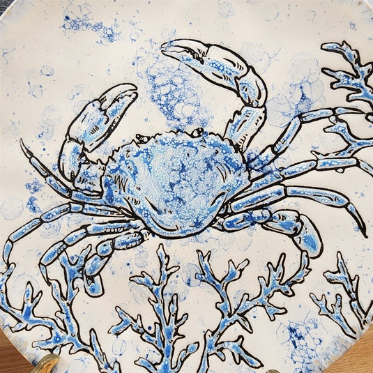 Chesapeake Bay Blue Crab Plate Set of 3 Decorative Embossed Platters Blue Sky