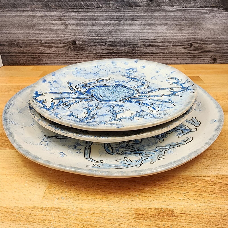 Load image into Gallery viewer, Chesapeake Bay Blue Crab Plate Set of 3 Decorative Embossed Platters Blue Sky
