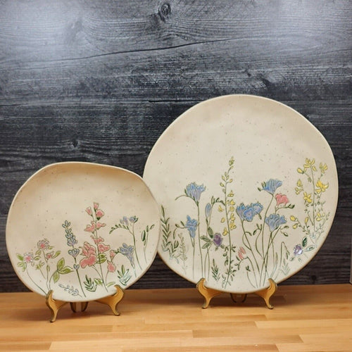 Spring Flowers Floral Set of 2 Plate Embossed Decorative by Blue Sky