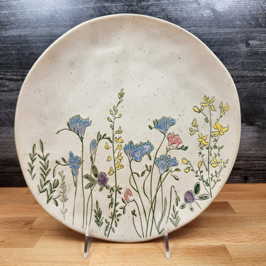 Spring Flowers Floral Set of 2 Plate Embossed Decorative by Blue Sky
