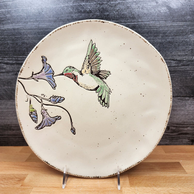 Load image into Gallery viewer, Ruby Throated Hummingbird Dinner and Salad Plate Set of 3 Embossed by Blue Sky
