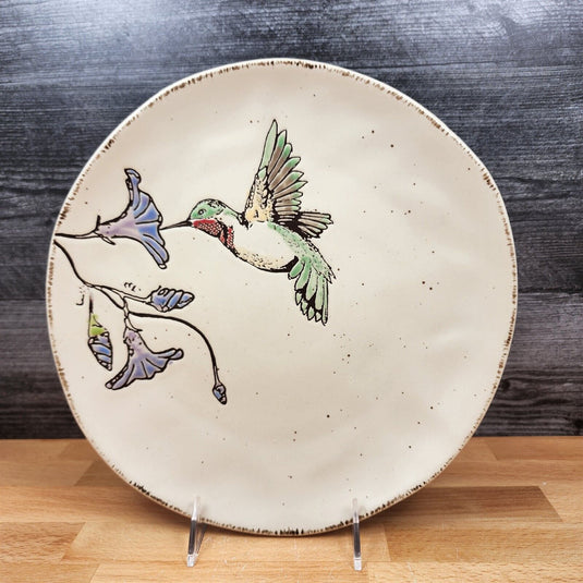 Ruby Throated Hummingbird Dinner and Salad Plate Set of 3 Embossed by Blue Sky