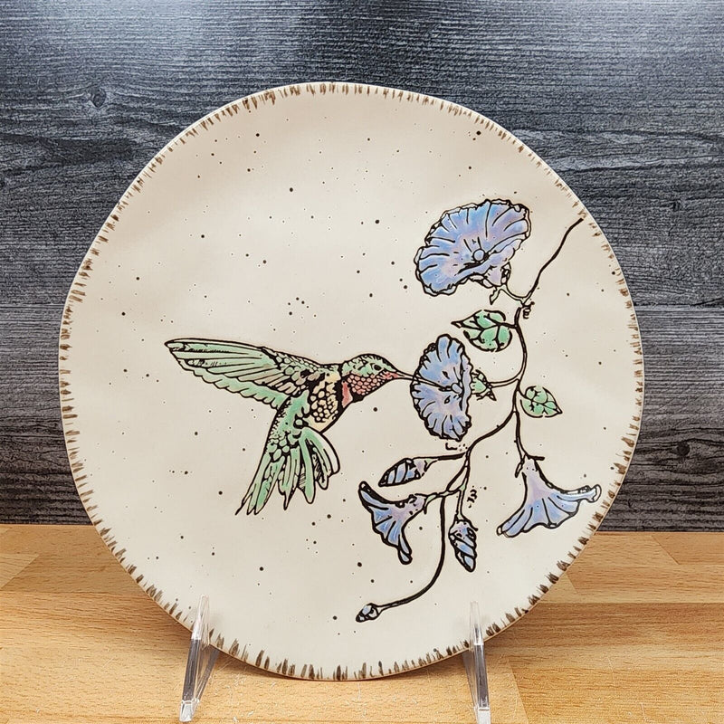 Load image into Gallery viewer, Ruby Throated Hummingbird Dinner and Salad Plate Set of 3 Embossed by Blue Sky
