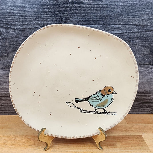 Bird Reactive Set of 2 Plate Dinner and Salad Embossed Decorative by Blue Sky