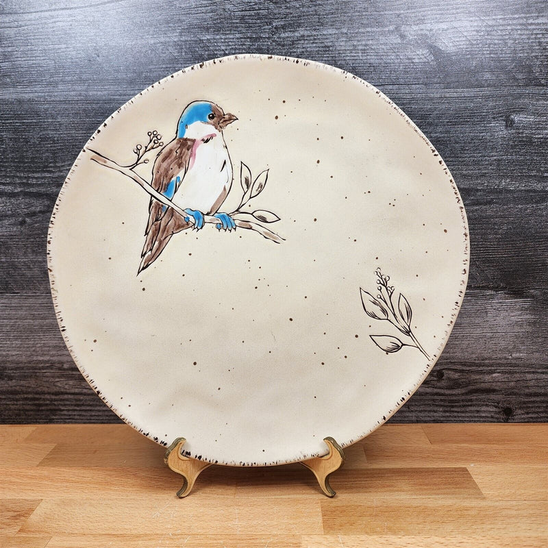Load image into Gallery viewer, Spring Bird Set of 2 Plate Dinner and Salad Embossed Decorative by Blue Sky
