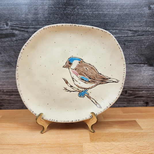 Spring Bird Set of 2 Plate Dinner and Salad Embossed Decorative by Blue Sky