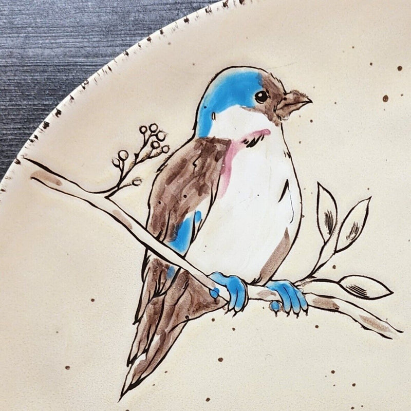 Load image into Gallery viewer, Spring Bird Set of 2 Plate Dinner and Salad Embossed Decorative by Blue Sky
