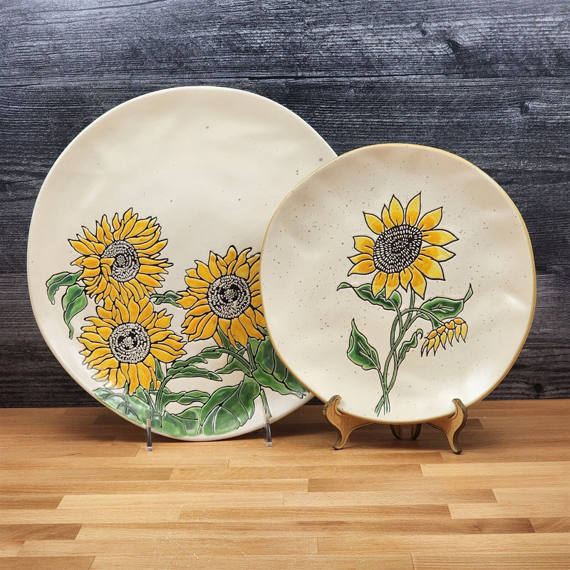 Load image into Gallery viewer, Sunflower Set of 2 Plates Dinner &amp; Salad Decorative Embossed by Blue Sky
