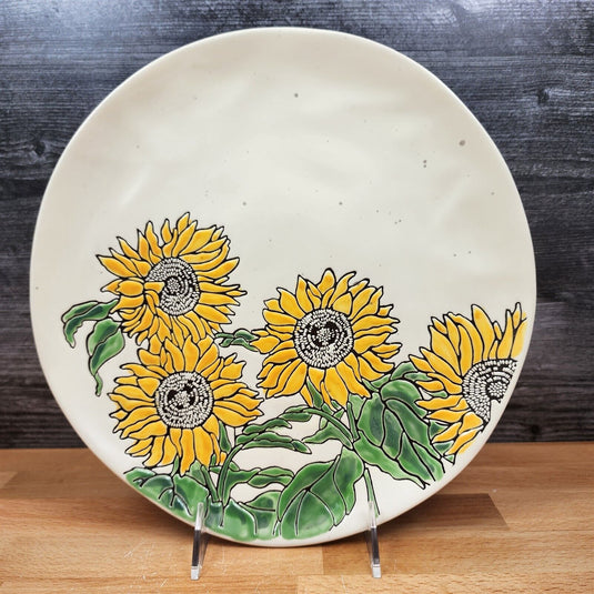 Sunflower Set of 2 Plates Dinner & Salad Decorative Embossed by Blue Sky