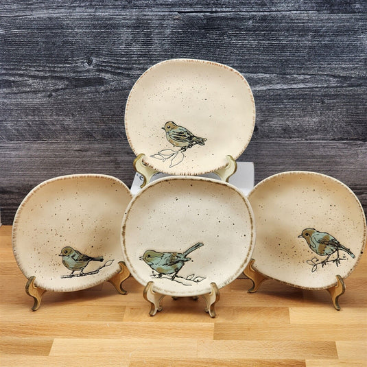 Reactive Bird Embossed Set of 4 Appetizer 6" Plate Appy by Blue Sky Clayworks