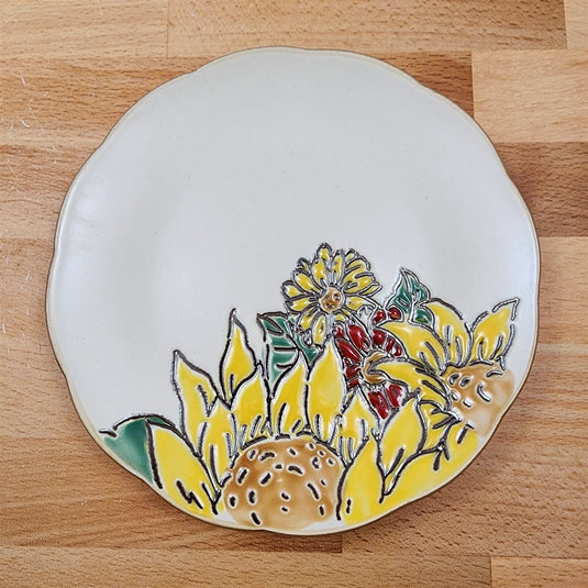 Brandywine Sunflower Set of 4 Appetizer 6" Plate Embossed Appy by Blue Sky