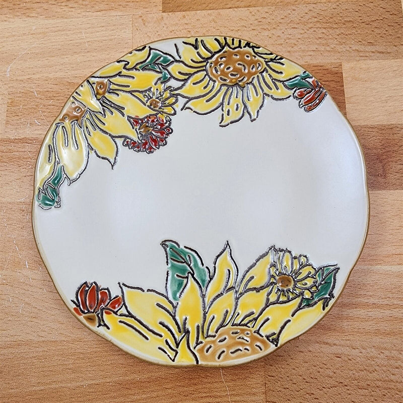 Load image into Gallery viewer, Brandywine Sunflower Set of 4 Appetizer 6&quot; Plate Embossed Appy by Blue Sky
