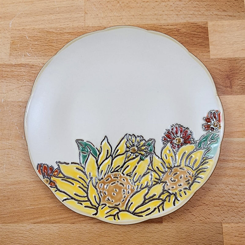 Load image into Gallery viewer, Brandywine Sunflower Set of 4 Appetizer 6&quot; Plate Embossed Appy by Blue Sky
