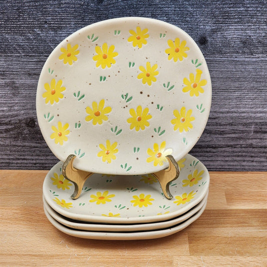 Spring Daisy Set of 4 Appetizer 6" Plate Embossed Appy by Blue Sky