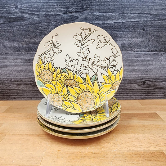 Gilded Summer Sunflower Set of 4 Appetizer 6" Plate Embossed Appy by Blue Sky