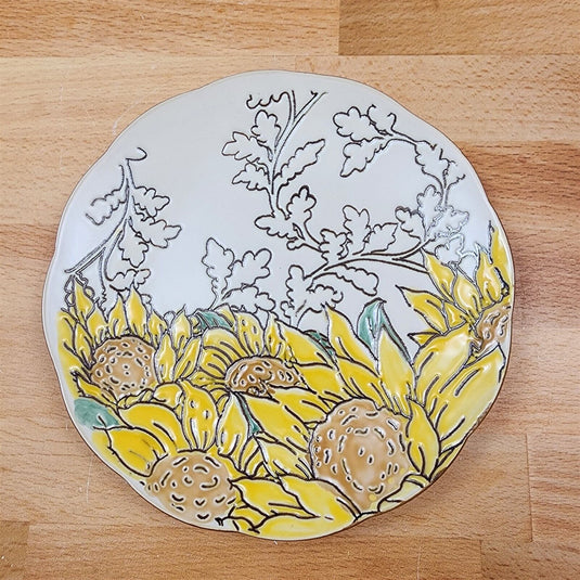 Gilded Summer Sunflower Set of 4 Appetizer 6" Plate Embossed Appy by Blue Sky