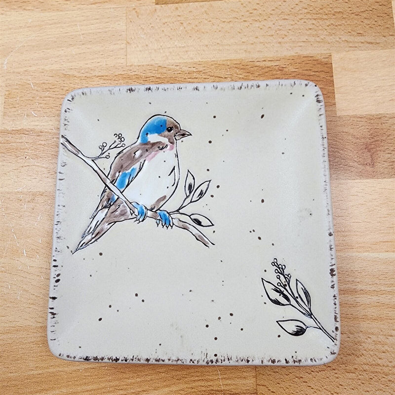 Load image into Gallery viewer, Appetizer Set of 3 Plates Hummingbird and Others 6&quot; Embossed Appy by Blue Sky
