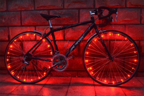 Bicycle Lights For Spokes And Frames Red 20 Super-Bright Led Battery Powered