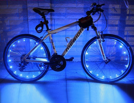 Bicycle Lights For Spokes And Frames Blue 20 Super-Bright Led Battery Powered