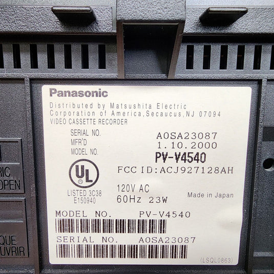 Panasonic VCR Player Hi-Fi Stereo VHS Recorder PV4540 Working