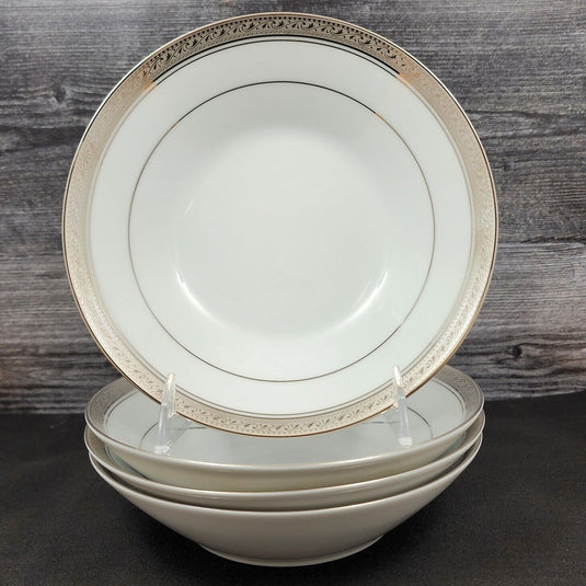 Noritake Legendary Crestwood Platinum Set of 4 Soup Bowl 4166 Dinnerware