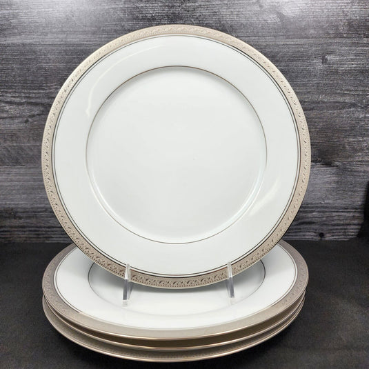 Noritake Legendary Crestwood Platinum Set of 4 Dinner Plate 10.5" Plates 4166