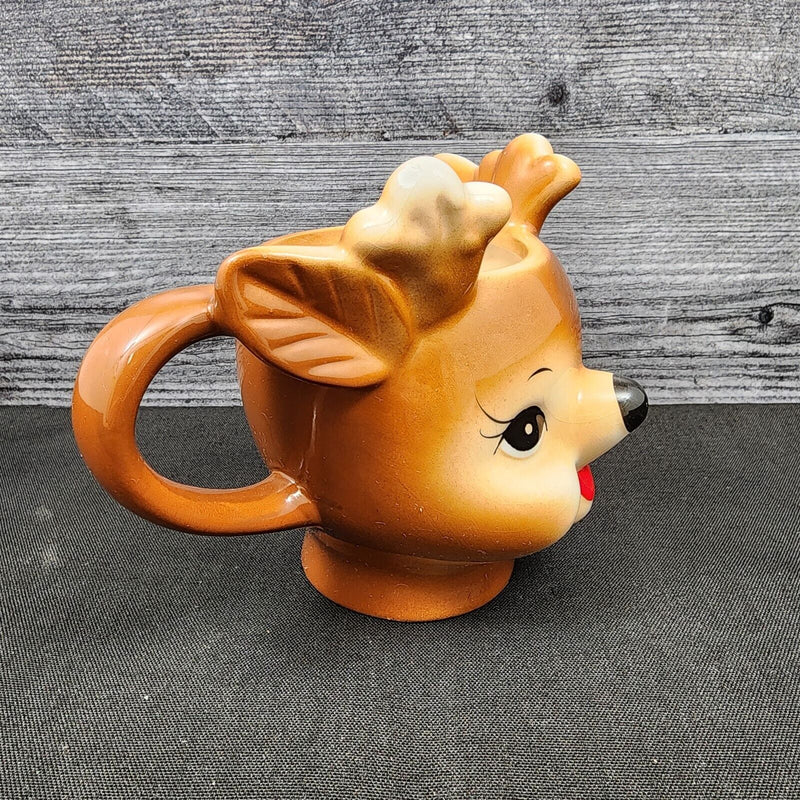 Load image into Gallery viewer, Pottery Barn Mug of Rudolph Reindeer Handcrafted Christmas 12 Oz Cup

