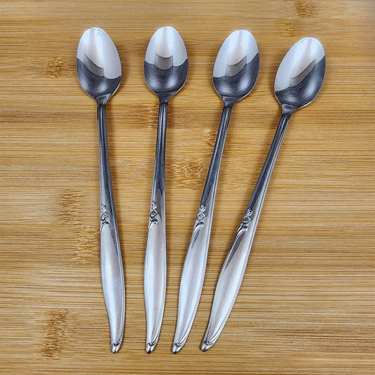 Oneida Kenwood Forever Rose Tea Spoon Set of 4 Community Stainless Flatware 7.5"