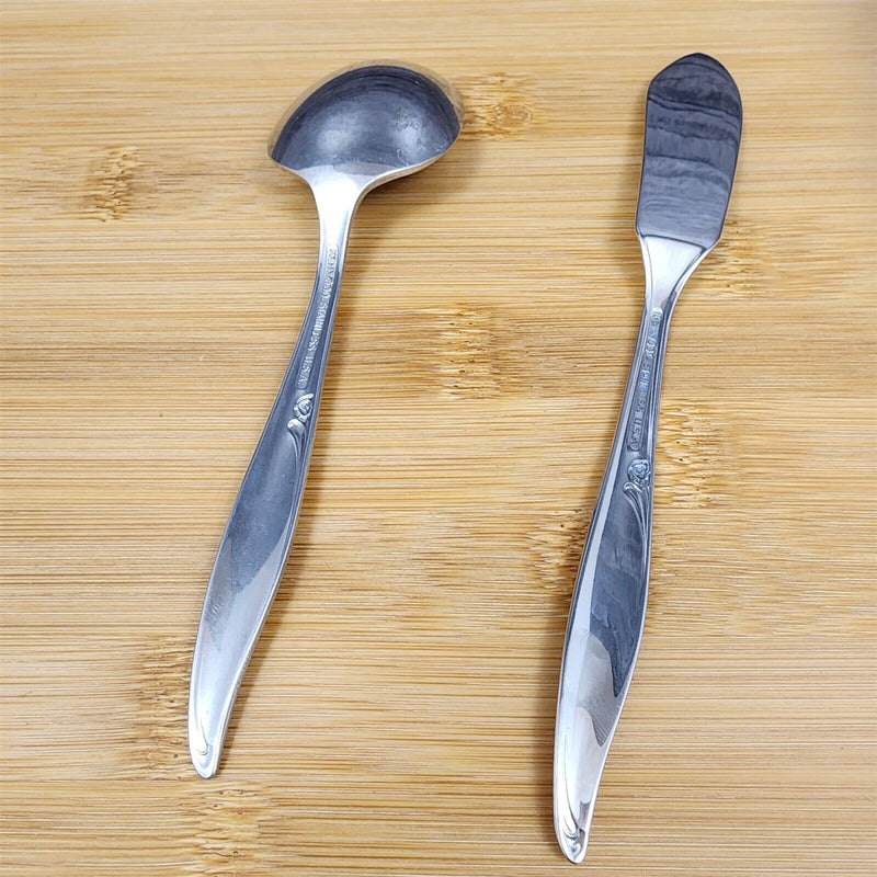Load image into Gallery viewer, Oneida Kenwood Forever Rose Butter Knife and Sugar Spoon Set Community Stainless
