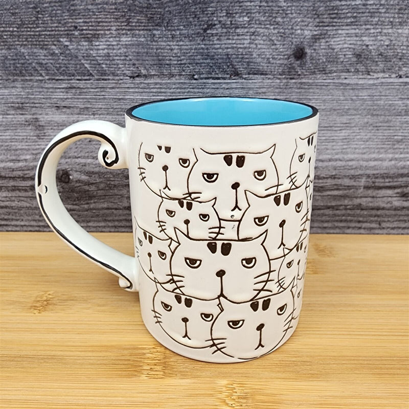 Load image into Gallery viewer, Cat Face Ceramic Coffee Mug 16oz (455ml) Beverage Cup Embossed by Blue Sky
