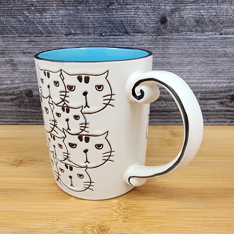 Load image into Gallery viewer, Cat Face Ceramic Coffee Mug 16oz (455ml) Beverage Cup Embossed by Blue Sky
