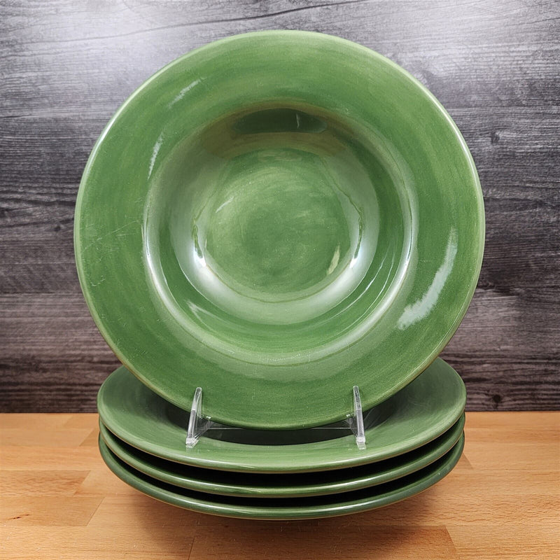Load image into Gallery viewer, Pottery Barn Sausalito Moss Green Set of 4 Soup Bowl 10&quot; 25cm Coupe Large Rim
