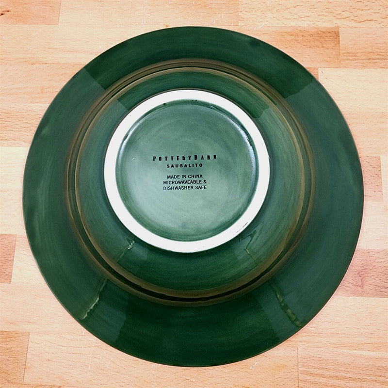 Load image into Gallery viewer, Pottery Barn Sausalito Moss Green Set of 4 Soup Bowl 10&quot; 25cm Coupe Large Rim
