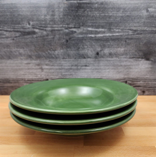 Pottery Barn Sausalito Moss Green Set of 3 Soup Bowl 10" 25cm Coupe Large Rim