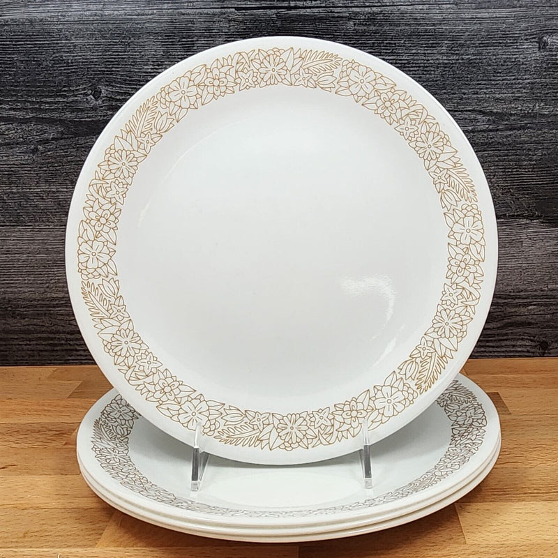 Load image into Gallery viewer, Corelle Corning Woodland Brown Set of 4 Dinner Plate Floral Edge10.25&quot; (26cm)
